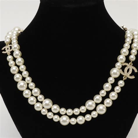 chanel double string necklace|authentic chanel pearl necklace.